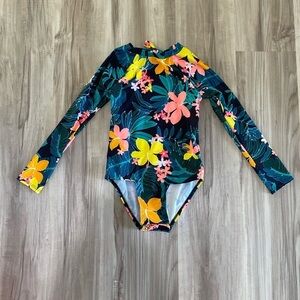Old Navy 4T Girls Long Sleeve Floral Swim Suit
